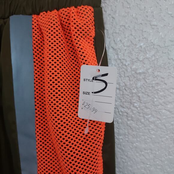 NEW Army Green Nylon Jogger Pants w/ Orange & Silver Block Size S - Picture 6 of 11